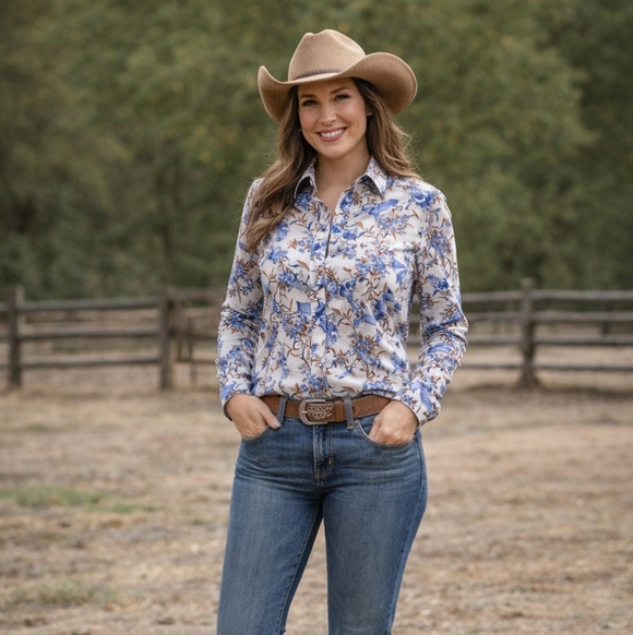 Land's End No Iron Supima Cotton Button Down Bluebird Blouse SZ: 8T - Picture 4 of 12